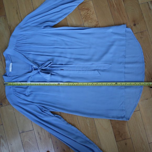 Everly Cornflower Blue Boho Poet's Blouse with Tie, Size S - Picture 15 of 16